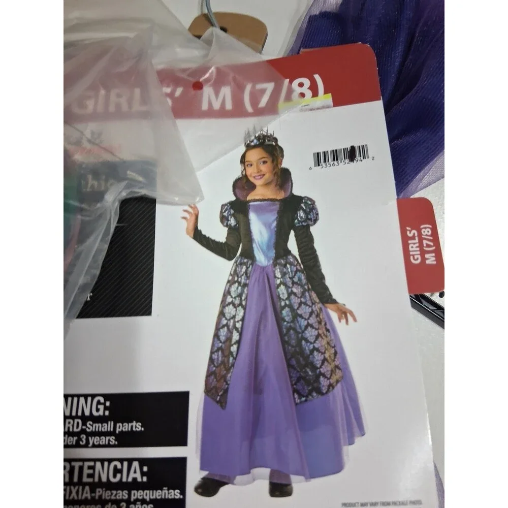 NWT Way To Celebrate  Girls Gothic Queen Costume Size M 7/8 Halloween